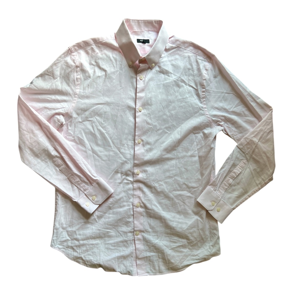 Express Slim 1MX button up cotton blend shirt baby pink sz M